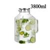 Glass Pitchers With Handle And Lid 3.8L Large Capacity Heat-Resistant Glass Drink Pitcher Tea Jugs For Juice Iced Tea Homemade