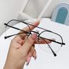 Men's Retro Double Bridge Half-Frame Rimless Anti-Blue Light Prescription Glasses