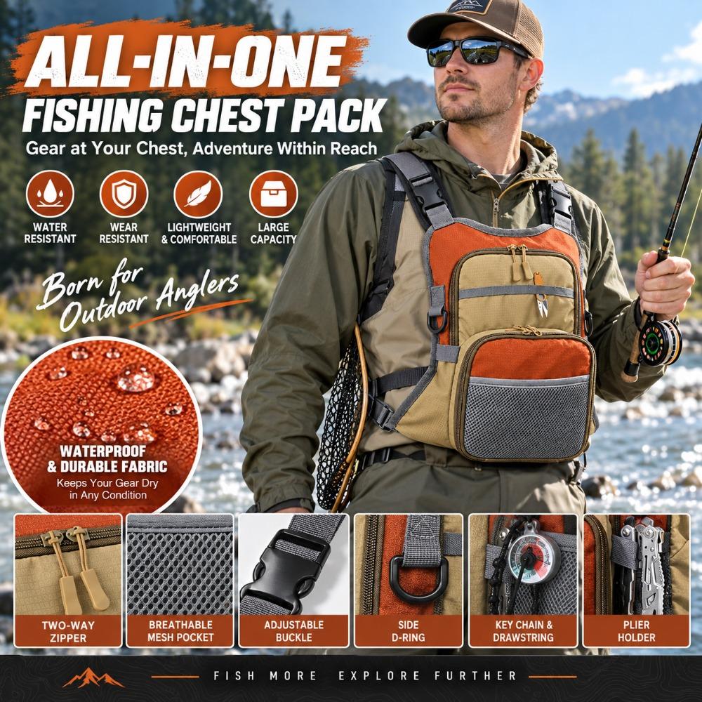 Lightweight Fly Fishing Chest Pack Wear Resistant Fishing Gear Organizer  Outdoor Angling