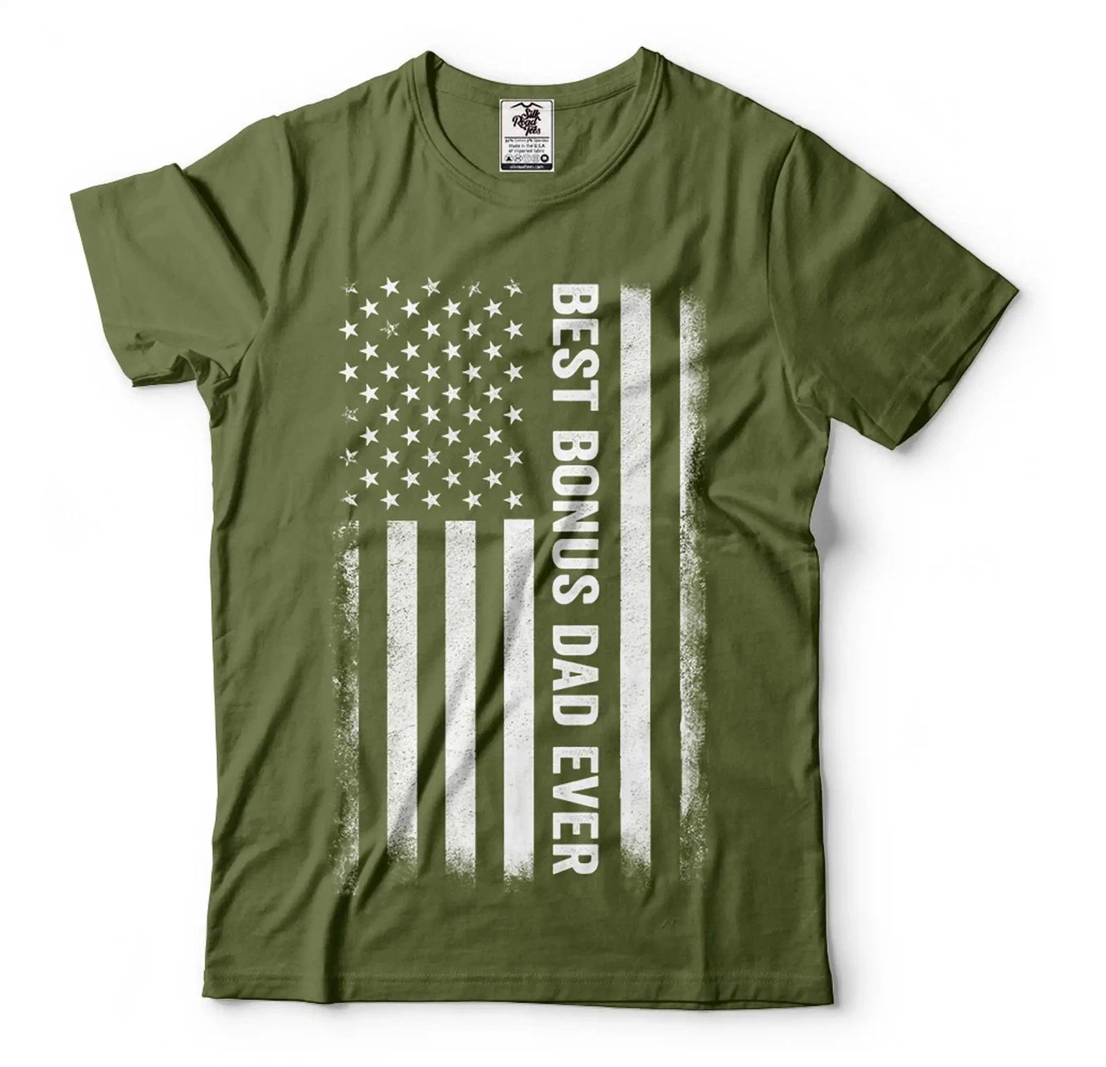 Best Bonus Dad Ever T-Shirt Father s Day Step Dad Shirts Bonus Dad USA Flag Tee M