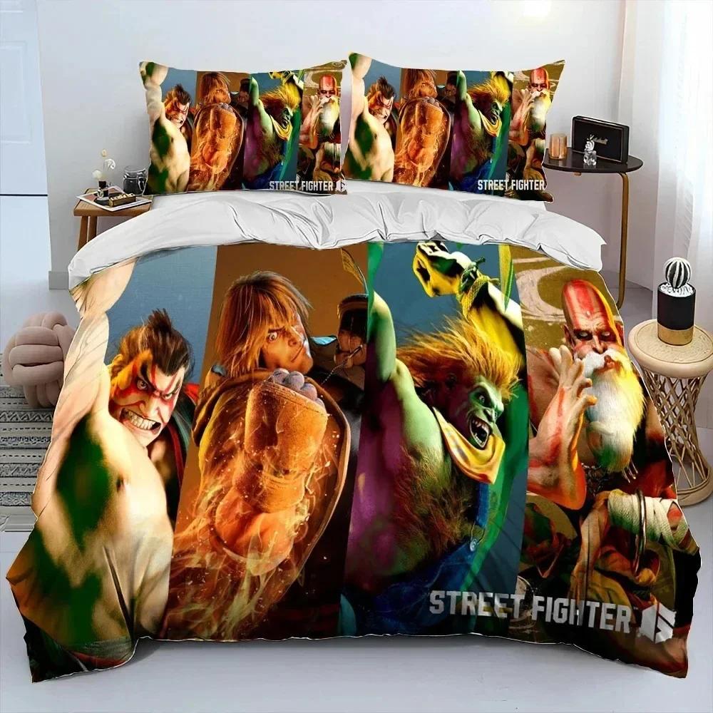 3D Print Street Fighter Retro Game Bedding Set Duvet Cover Bed Set Quilt Cover Pillowcase Comforter King Queen Size Boys Adult