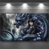 Large Size Mosaic DIY Full Diamond Painting Kits Art Fantasy Girl and Dragon Embroidery Cross Stitch Rhinestones