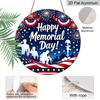 2D Flat, 1pc Round Happy Memorial Day Aluminum Hanging Sign, Patriotic US Soldier Silhouette Firework Flag Design, Weatherproof Metal Wall Decor