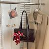 Fashion Ribbons Bow Decoration Shoulder Bag Solid Color Handbag Quality Pu Leather Lady Bag Brand Commute Tote Underarm Bag Red