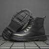 Men's Winter Cotton Fleece-Lined Martin Boots: High-Top, Thick-Sole British Style Workwear Shoes for Snow.