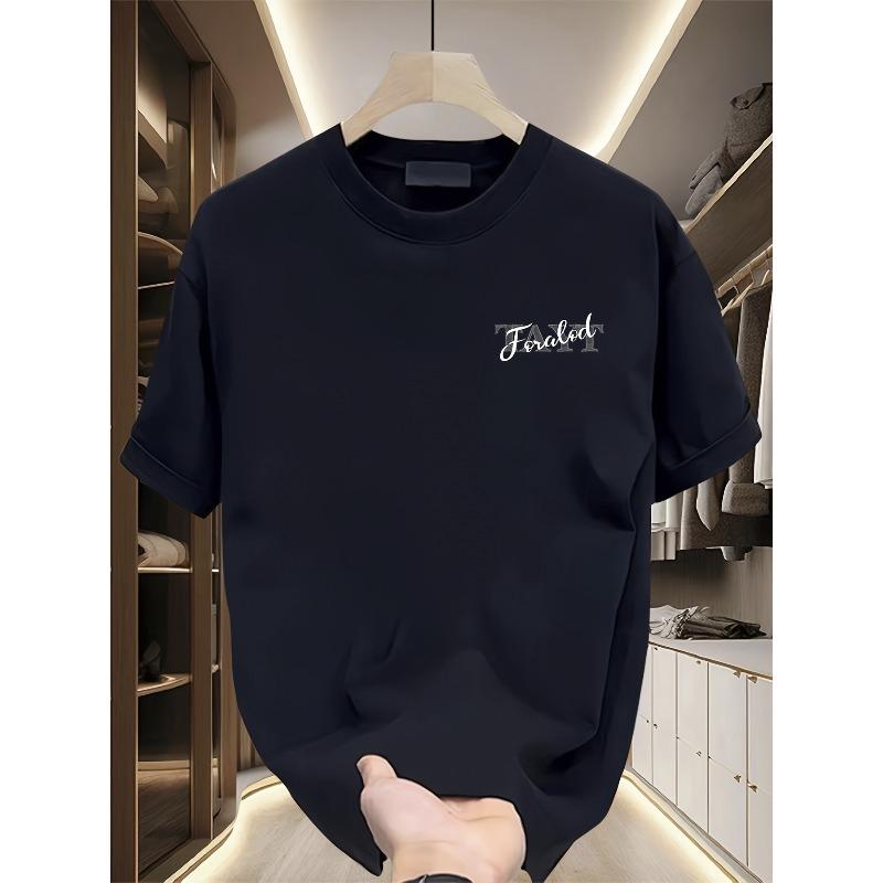 European sizes Cotton T-shirt, Men's Top - Line Letter "T" Shape | Men's Pattern Printed T-shirt | and Nostalgic