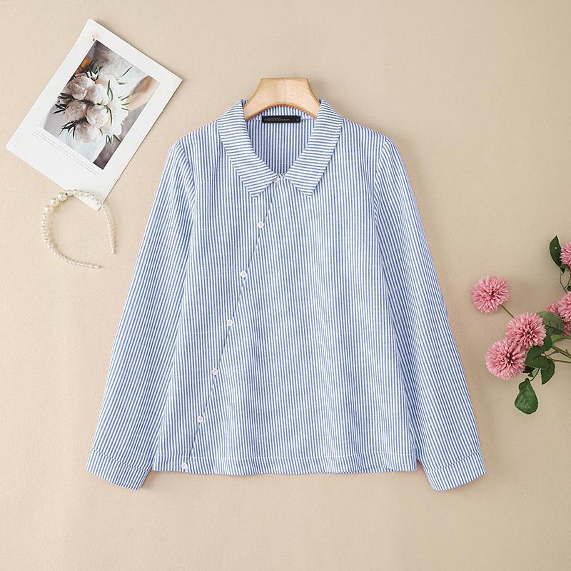 ZANZEA Womens Casual Long Sleeve Classic Stripe Blouse
