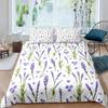 Lavender King Queen Duvet Cover Purple Flower Butterfly Bedding Set Abstract Marble Floral Comforter Cover Polyester Quilt Cover