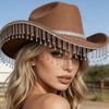 Tassel Felt Western Cowboy Hat Fashion Summer Versatile Hat Hepburn Party French Top Hat