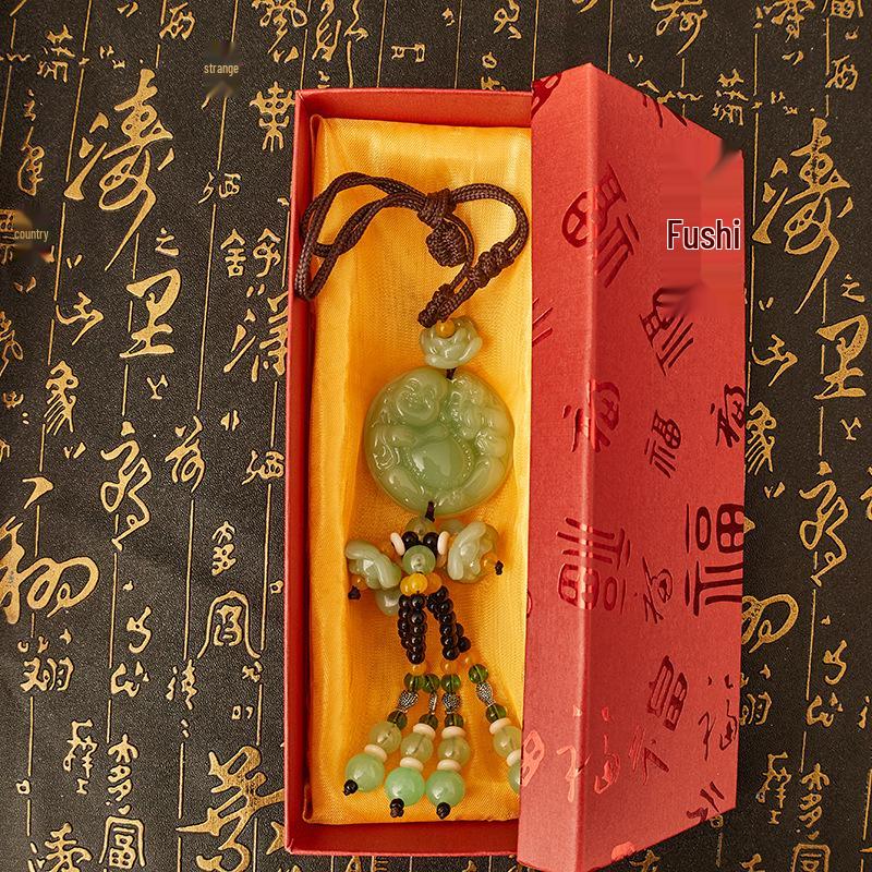 Green Jade Lotus Pixiu Car Pendant Decoration