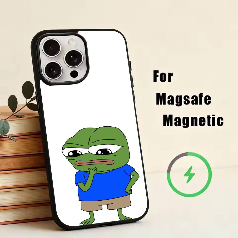 Funny Sad Frog pepe M-meme Phone Case For iPhone17,16,15,14,13,12,11 Plus,Pro Magnetic For Magsafe Wireless Charging iPhone15