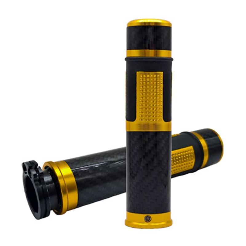 

Pair Lightweight Motorcycle Handlebar Grips in Carbon Fiber Texture Motorcycle Hand Grips for Improved Control & Comfort золотой