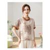 Summer Fashion Trendy New Chinese Style Blouse for Middle-aged and Elderly Women, Short Sleeve T-Shirt Casual Shirts