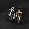 Lucky Jesus Cross Bracelets Man Cuff Bangle Leather Wristband Hand  Accessories Layered Braided Leather Bracelet for Men
