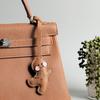 Handmade Leather Gingerbread Man KeyChain Cute Christmas KeyRing Bag Charm Christmas Ornament with Gift Box