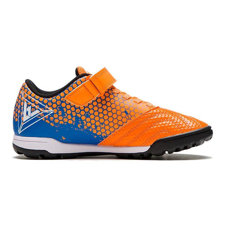 Li Ning Kids Assault Velcro Non-Slip Shock Absorbing Durable Lightweight Low-Top Soccer Shoes Kids Soccer Shoes Blue Orange YKGS004-1
