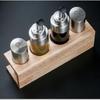 Chushan 304 Stainless Steel Condiment Set with Wooden Base