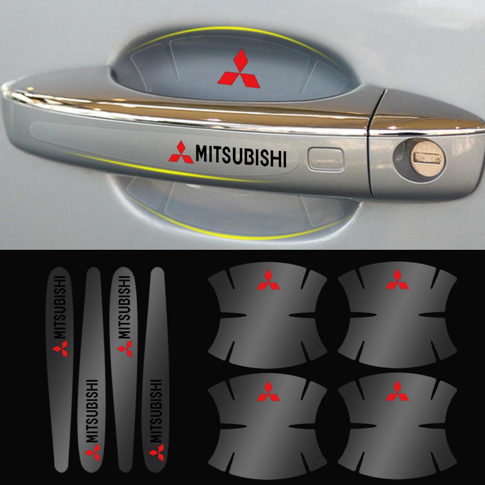 4/8 Stück Auto Styling Türschale Griff Kratzschutz Aufkleber Zubehör für Mitsubishi 9 Ralliart X EX ASX L200 Colt Pajero