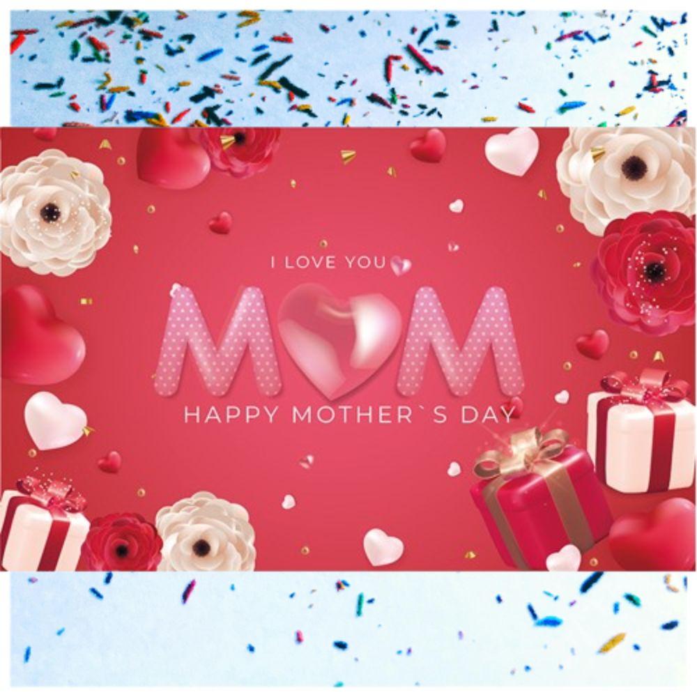 Polyester Happy Mother’s Day Backdrop I Love You Mom Hanging Banner  Photo Booth