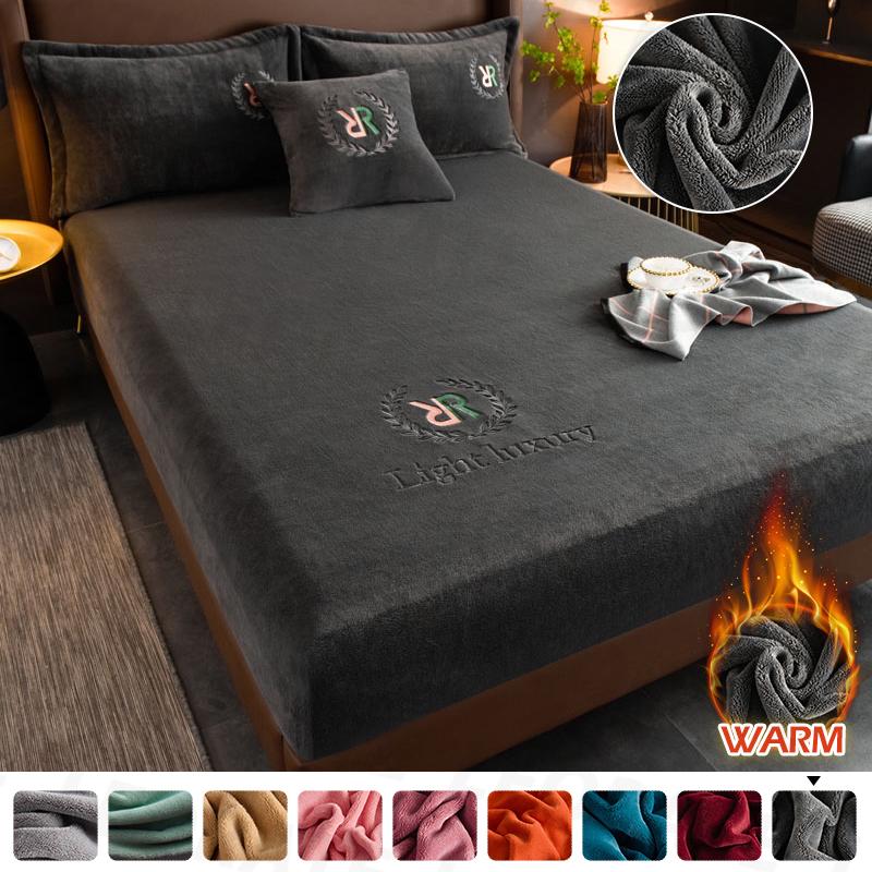Cheaper Thicken Velvet Bed Cover Elastic Bed Sheets Set Mattress Cover Soft Queen King Solid Color 90/150/x200 For Home Decor