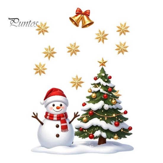 Winter Theme Party Supplies Christmas Window Static Sticker, Creative Snowman Tree Pattern PVC Decal, Waterproof Festival Atmosphere Wall Decals