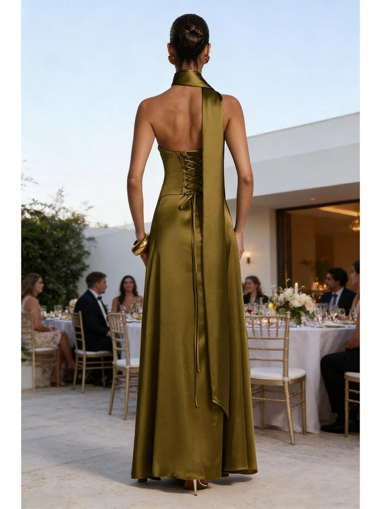 2026 European & American Women's Sexy Slimming Bodycon Backless Bandeau Waist-Cinching Evening Long Dress