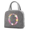Reusable Insulated Lunch Bag Canvas Insulated Lunch Storage Bag Ladies Men's Portable Lunch Bag Waterproof Letter Pattern
