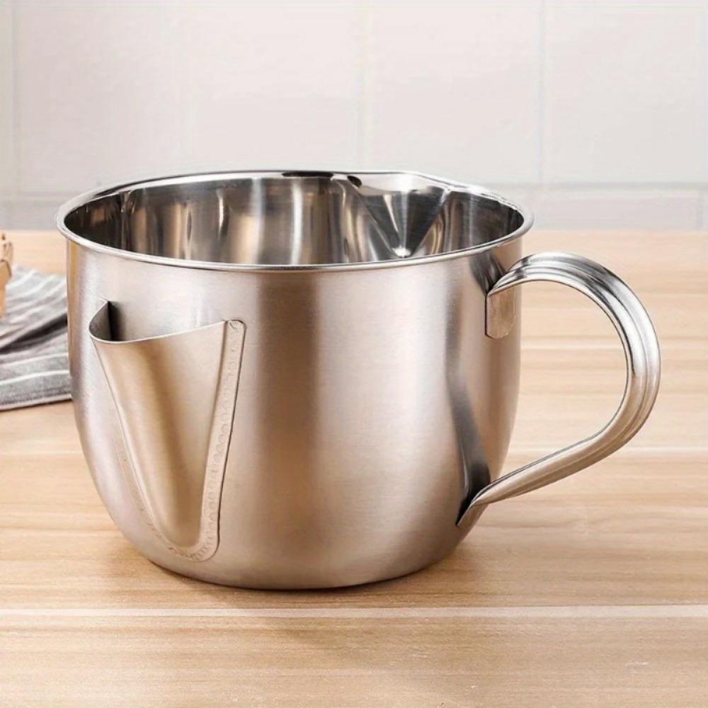 1000ML Stainless Steel Oil Filter Soup Pot Kitchen Grease Oiler Filter Strainer Bowl Large Capacity Storage Jug Cooking Tools