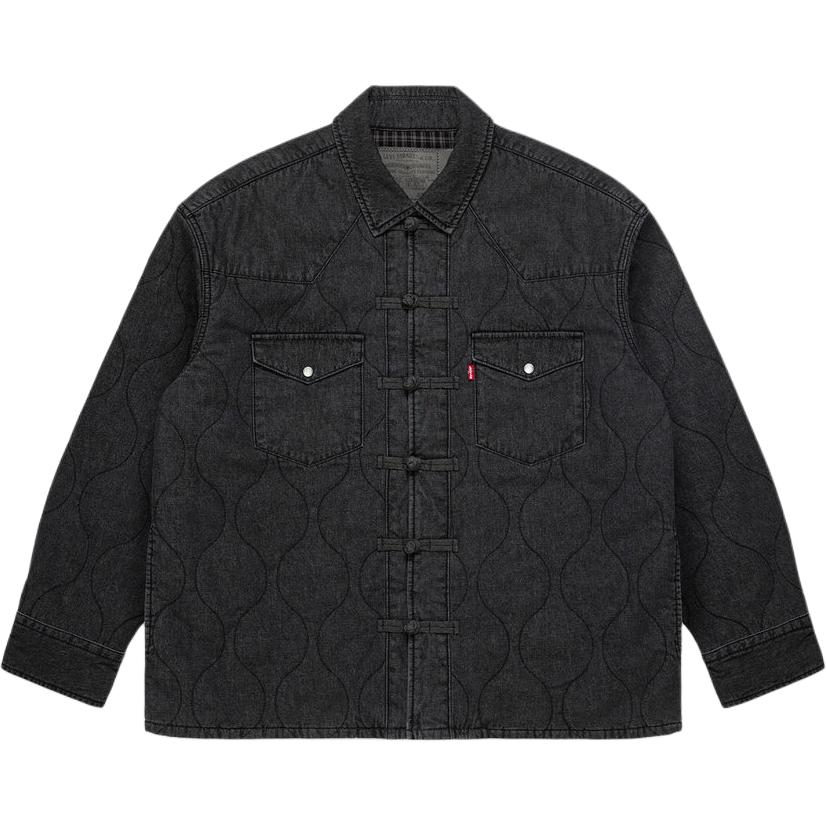 Levis X CLOT Collaboration FW24 Chinese Button Design Flap Pocket Casual Jacket Unisex Jacket Black A5354-0001