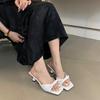 Fashion Shoes Ladies' Slippers Butterfly-Knot Thin Heels Rubber Flip Flops Square Toe Slipers Women Hawaiian 2025 Slides Elegant Sweet