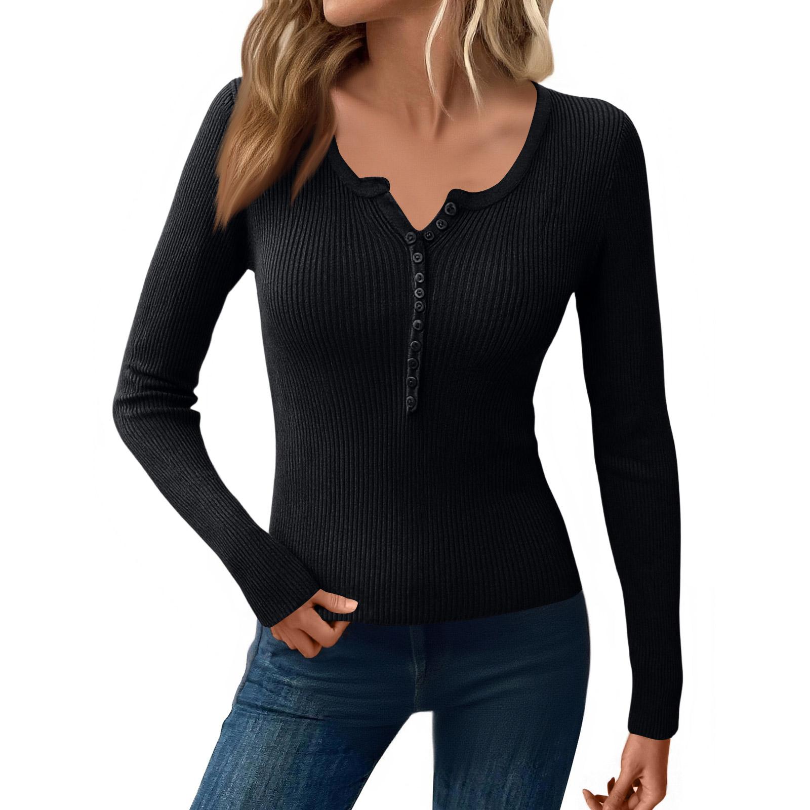 

Women Fashion Solid Color Undershirt Long Sleeves Sweater T-shirt Tops L