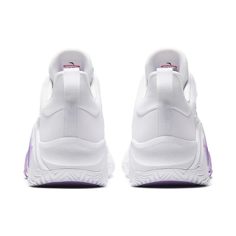 Anta Air Space 4 Stoff Sklisikker Slitesterk Lavsko Basketballsko Herre Sneaker Hvit Lilla 912531608SF-2