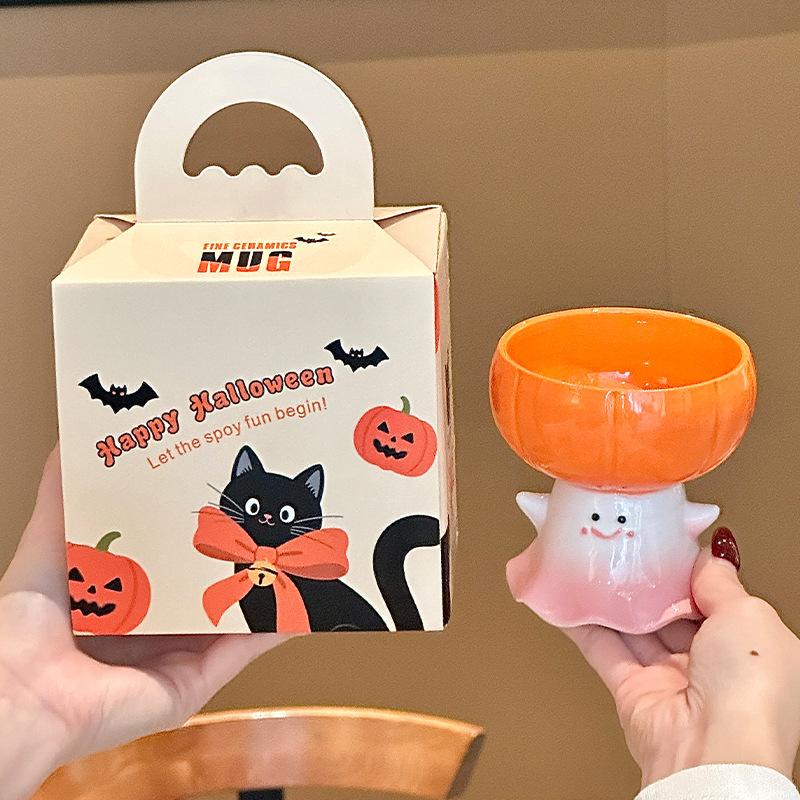 Birthday gift cute funny ghost water cup pumpkin ceramic mug for girl girlfriend Halloween souvenir