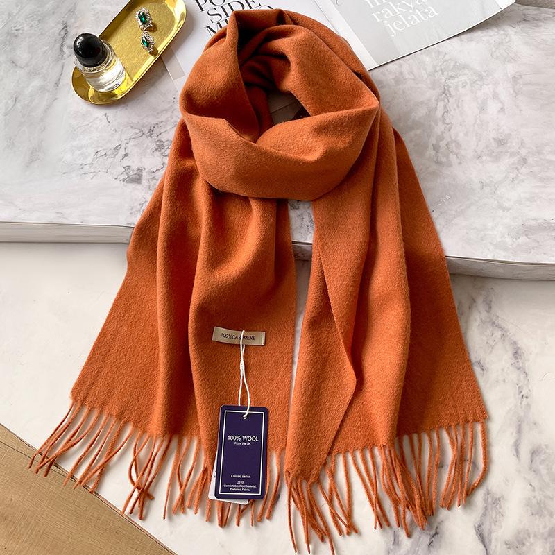 100% Cashmere Winter Design Pashmina Wool Scarf for Women Warm Thick Shawls and Wraps Female Bufanda Echarpe Tassel Muffler