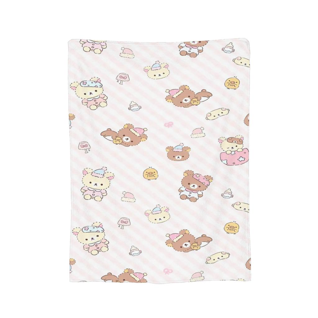 Rosa Süßer Bär Rilakkuma Decke Flauschige Tolle Atmungsaktive Überwurfdecken für Bett Sofa Winter,
