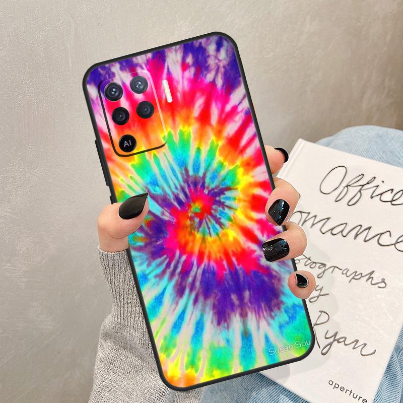 Colorful Tie Dye Rainbow Hippie Art Case For Oppo A78 A98 A18 A38 A58 A60 A80 A40 A77 A57 A17 A74 A54 A94 A96 A76 A16 A15 A5 Pro