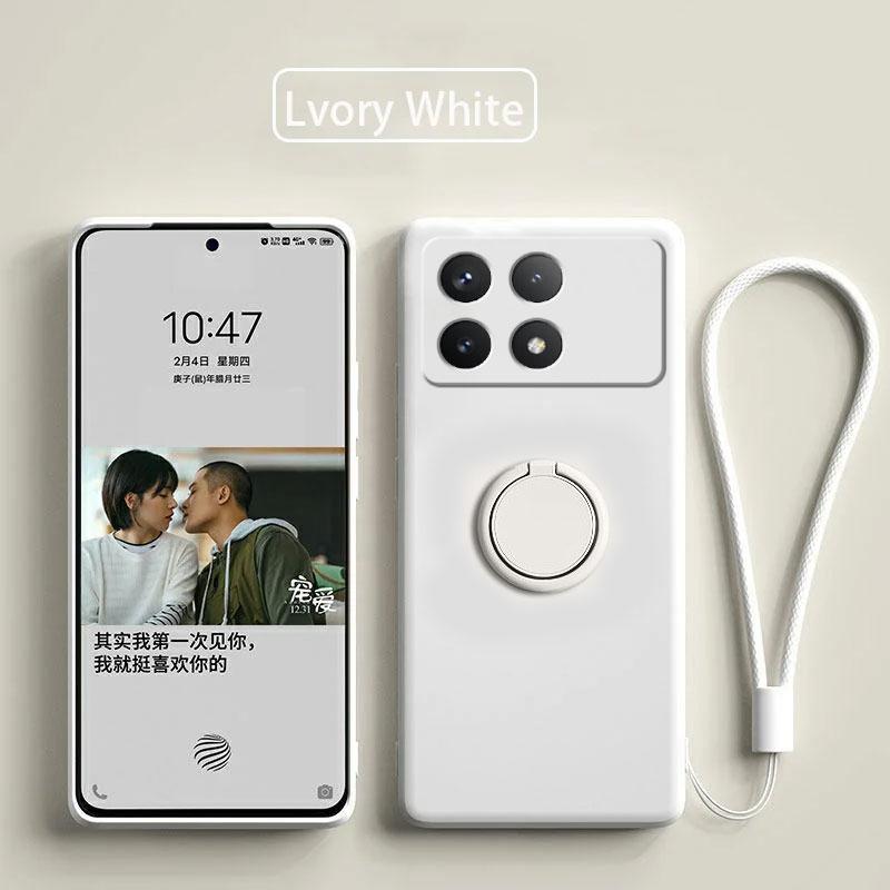 Case For Xiaomi Poco X6 Pro Case Liquid Silicone Ring Stand Shell Coque For POCO X6 Pro Cover Shockproof Redmi K70E Bumper Back Funda