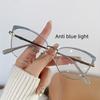 1Pcs Fashionable New Cat Eye Frame Women'S Trendy Metal European And American Flat Mirror Color Changing Anti Blue Light Glasses