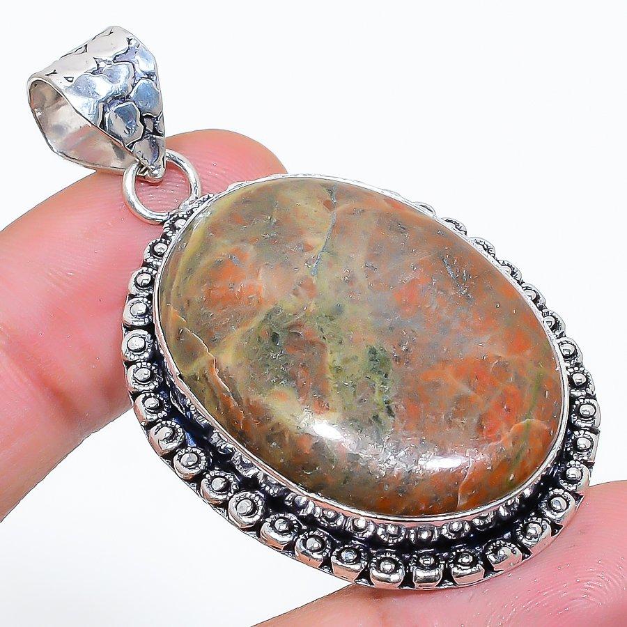 

Fossil Coral Gemstone Handmade 925 Sterling Silver Jewelry Pendant 2.05 SU-10709