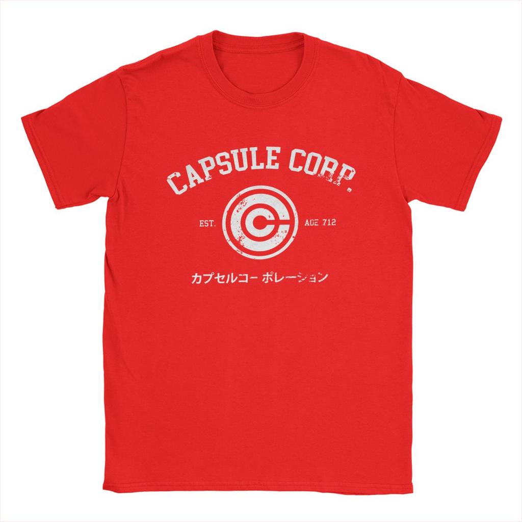 Capsule Corp T Shirts for Men Cotton Vintage T-Shirts Crew Neck Anime DBZing Tees Short Sleeve Clothing Summer