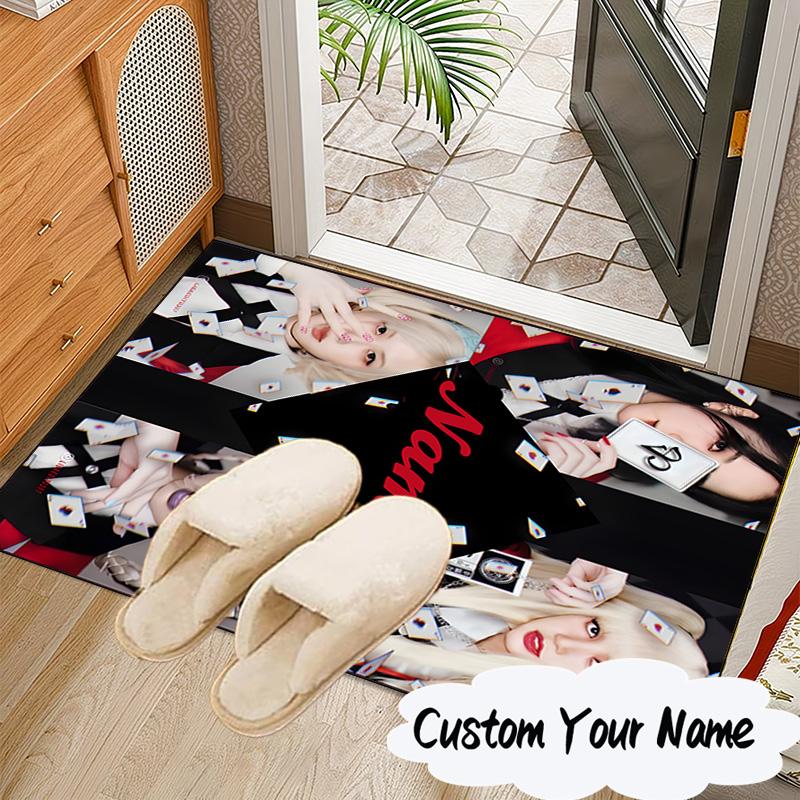 Custom Name Kpop Aesthetic Collage Carpet, Chair Rug,Area Rug for Office Bedroom Living Rooms Bedroom, Doormat Decor Christmas Fan Gifts