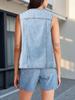 Women's Denim Vest Button Down V Neck Sleeveless Casual Jean Jacket
