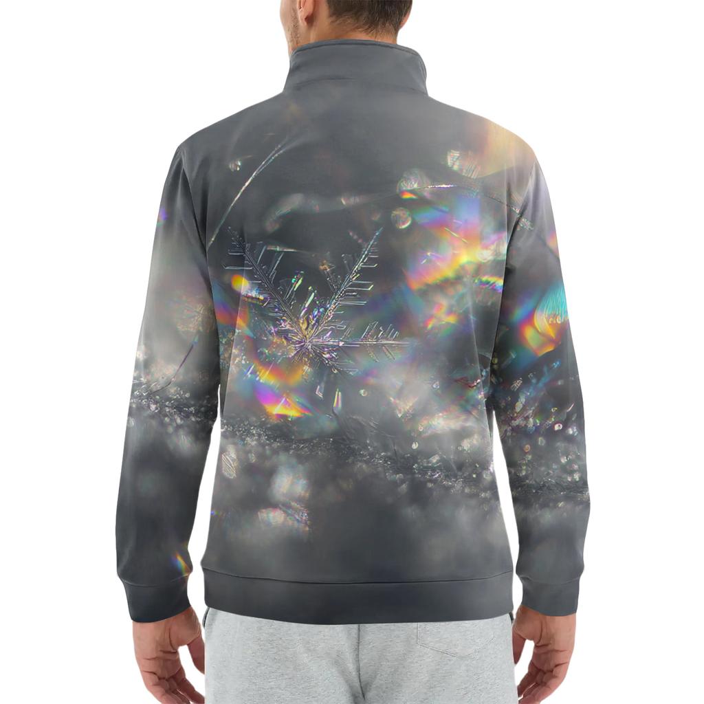 Men's Loose Casual 1/4 Zip Sweatshirt Fashion Printed Long Sleeve Top With Pockets