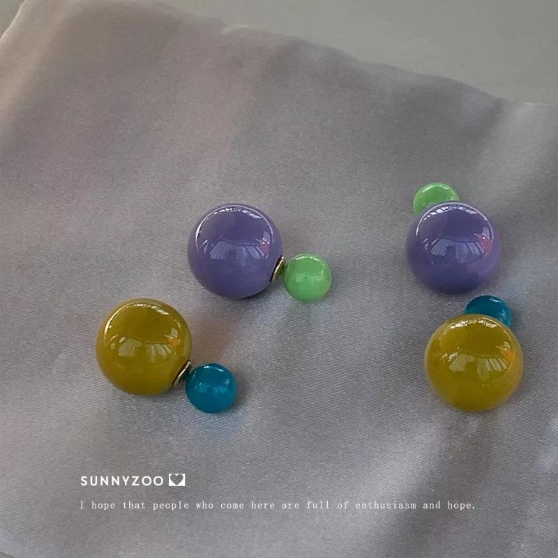 Clip on Convertible Ball Stud Earrings Candy Color Block Acrylic Material Fashion Jewelry Lightweight Comfort Wear