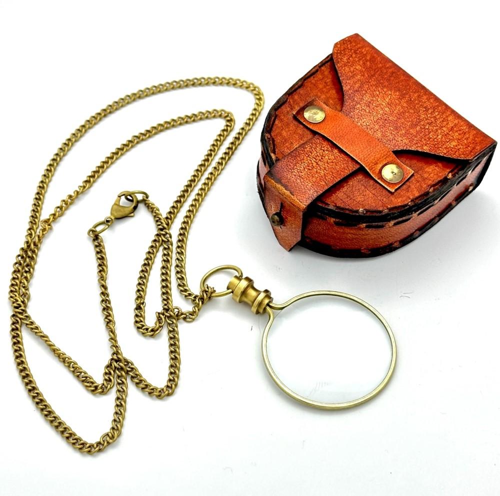 Lommeforstørrelsesglass & Læretui 20X Lommemonokkel Kostyme Antikk Retro,