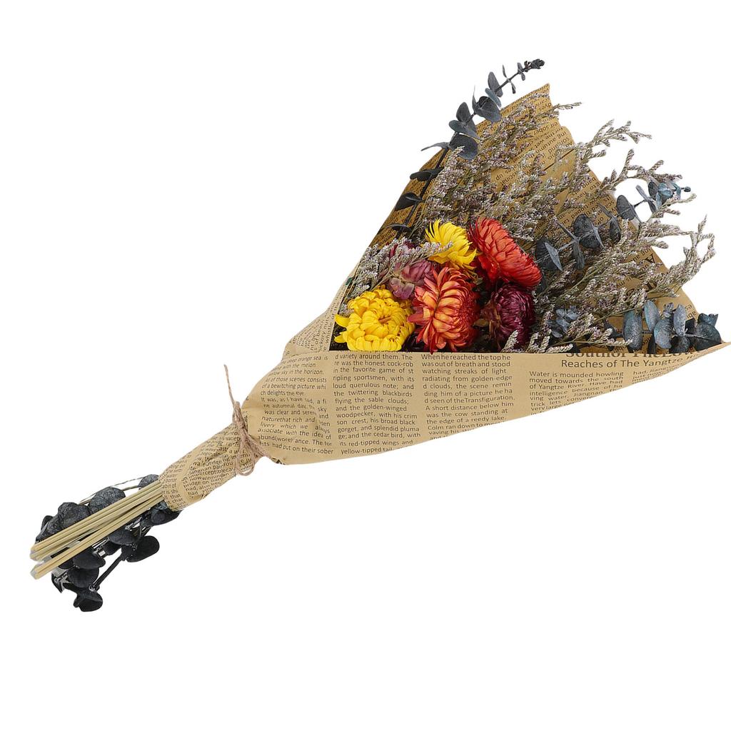 Torkad Blomsterbukett Elegant Vacker Torkad Krysantemumblomma med Stjälk för Bröllopsfest Vardagsrum Sovrum