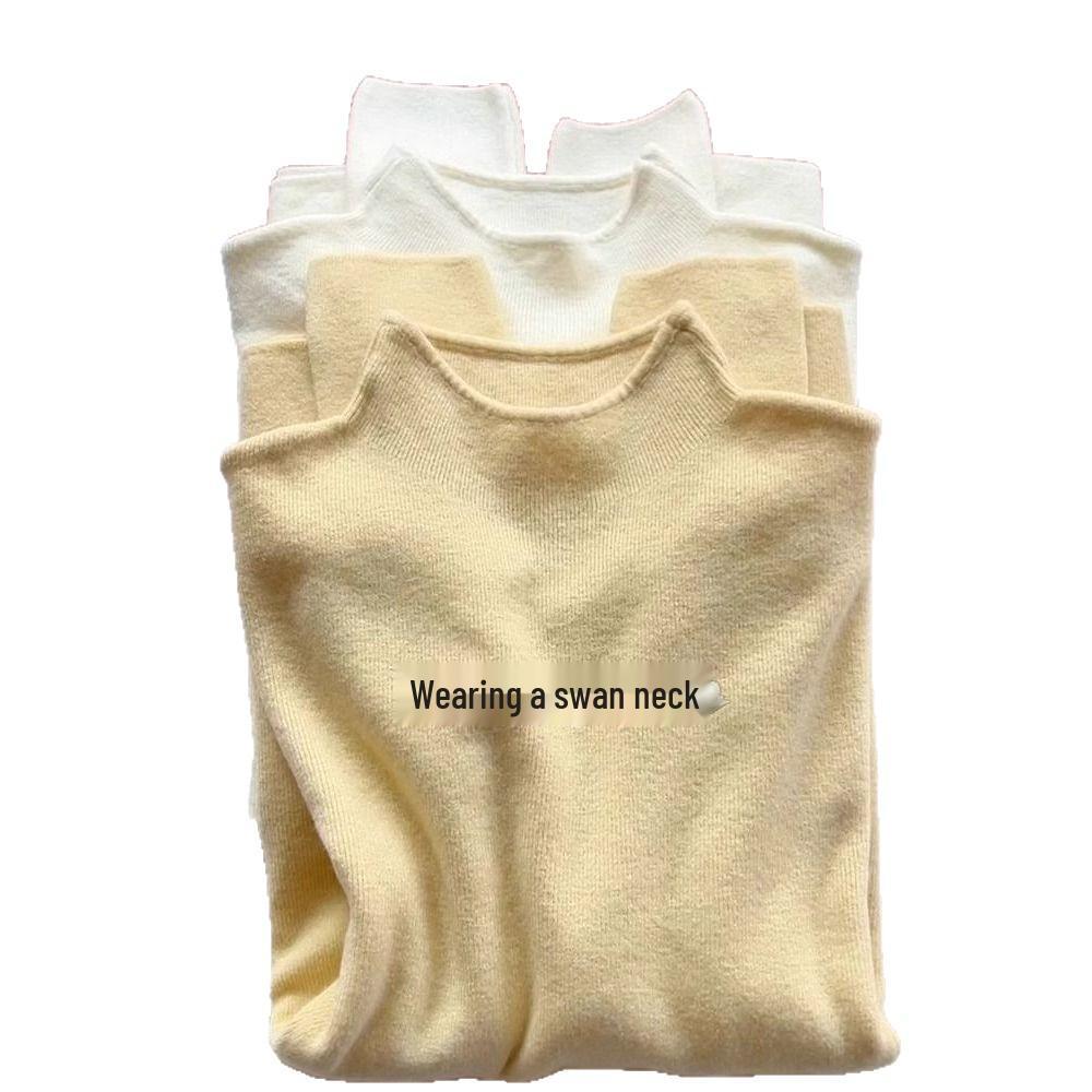 Chic Women's Slim-Fit Half High Neck Sweater - Autumn/Winter Long Sleeve Knitted Top