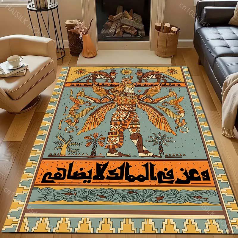 Ancient Egyptian Murals Print Carpet for Living Room Bedroom Sofa Doormat Decor Sofa Area Rug Non-slip Floor Mat for Gifts