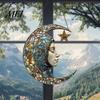 Colorful Glass Suncatcher 2D Acrylic Star Moon Lantern Suncatcher, Crescent Window Hanging Ornament Decoration for Home, Patio, Garden, Ramadan Decor,