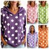 Polka Dot Hooded Knitted Pullover Sweater, European and American Plus Size Loose Seven Quarter Sleeve Sweater